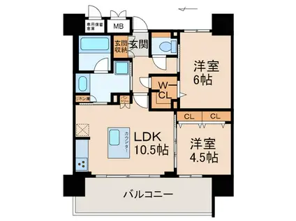 エステムコート和歌山CITYステーションフロント(2LDK/6階)の間取り写真