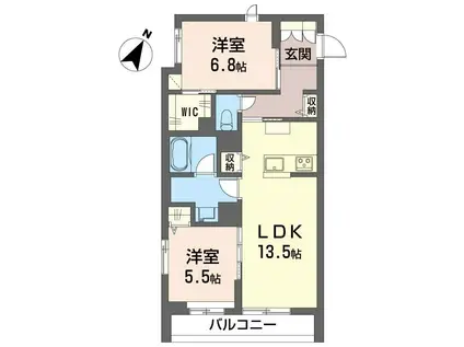 モンターニュ エイチ ワイ(2LDK/2階)の間取り写真