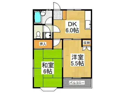 パークフルール(2DK/2階)の間取り写真