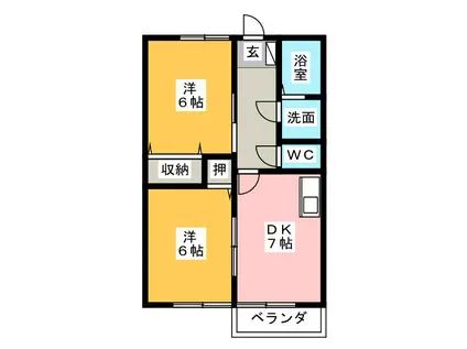 ハイツビレッジコート(2DK/1階)の間取り写真