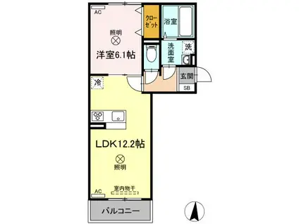 ELPIS II II棟(1LDK/3階)の間取り写真