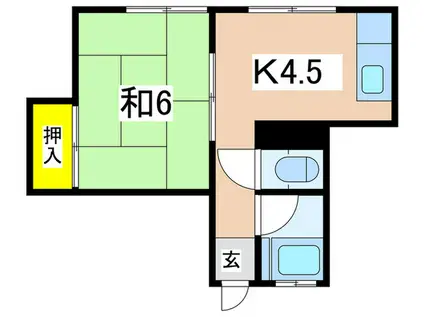 開港荘(1K/2階)の間取り写真