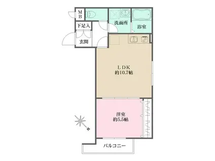 シェリル上鳴尾(1LDK/1階)の間取り写真