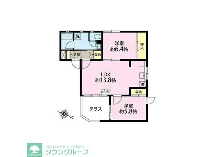 エクセル桜新町(2LDK/1階)の間取り写真