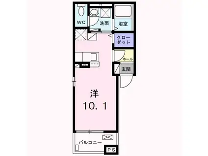 メルヴェーユ チーヨ(ワンルーム/3階)の間取り写真