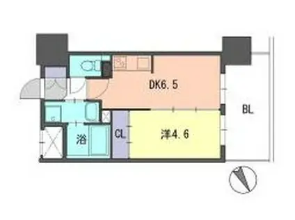 F・PARC GRANDMARK天神(1DK/12階)の間取り写真