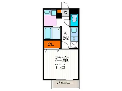 アムールエスぺランサ北白川(1K/1階)の間取り写真