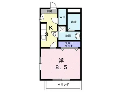 クレール御器所(1K/2階)の間取り写真
