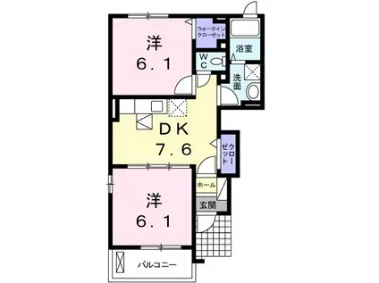 モデルノパレスII(2DK/1階)の間取り写真