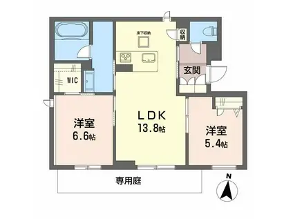 グランツ野田(2LDK/1階)の間取り写真