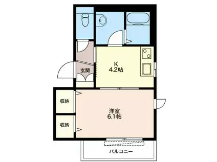 アンビエラ若葉(1K/3階)の間取り写真