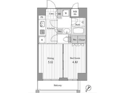 NCRE新宿中央公園(1DK/6階)の間取り写真