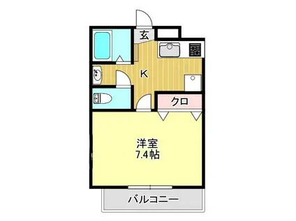 ウェールK(1K/3階)の間取り写真