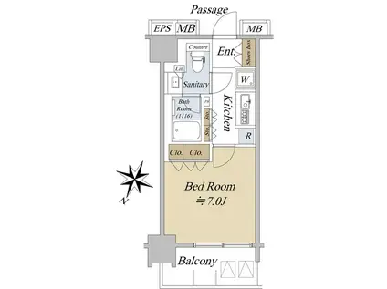 アクシルコート日本橋本町(1K/3階)の間取り写真