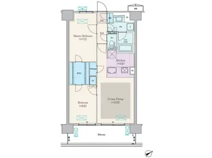 ロイヤルパークス船橋(2LDK/6階)の間取り写真