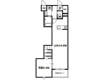 東川口HB(1LDK/1階)の間取り写真