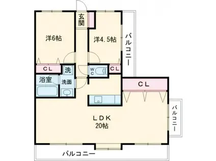 プリンスマンション神野東(2LDK/3階)の間取り写真