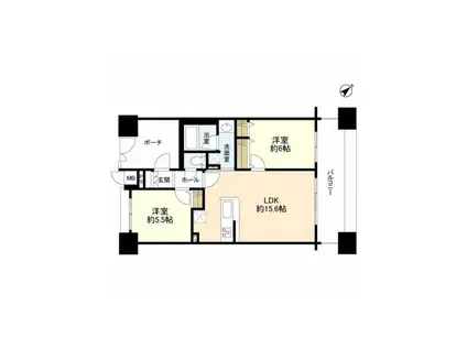 パークフラッツ横濱公園(2LDK/9階)の間取り写真