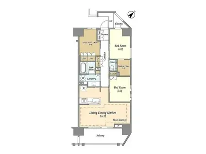 横須賀中央レジデンス(2SLDK/4階)の間取り写真