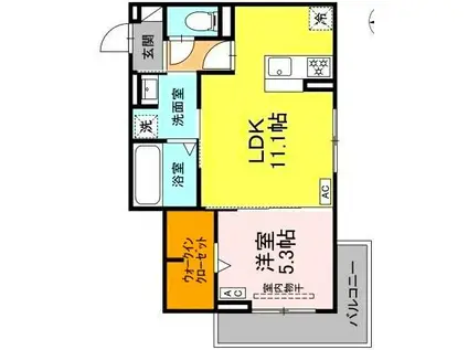 D-CRINUM 本田町(1LDK/2階)の間取り写真