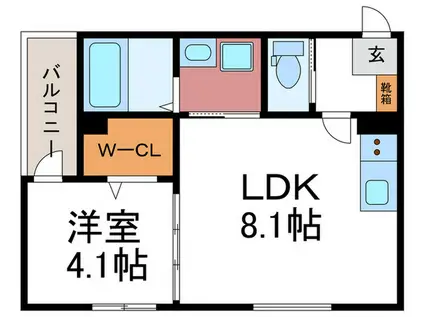 F ASECIA CANALE(1LDK/1階)の間取り写真