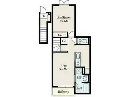 シエル・ノクターン II(1LDK/2階)の間取り写真