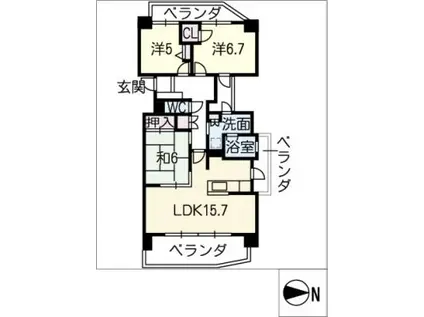 ダイアパレス覚王山 803号(3LDK/8階)の間取り写真
