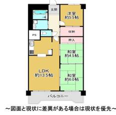 藤和東加古川ハイタウンA棟 (3LDK/6階)の間取り写真