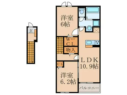 レジデンス プリュVIII(2LDK/2階)の間取り写真