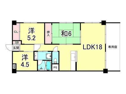 ハイツジェームス山(3LDK/1階)の間取り写真