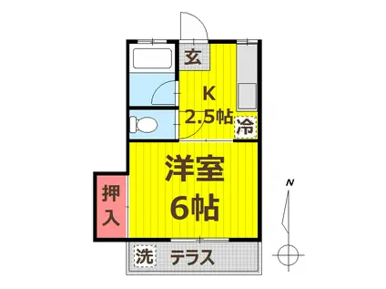 コーポゆき(1K/1階)の間取り写真