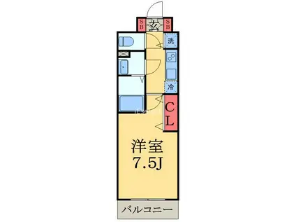 メゾン・ド・ヴィレ千葉中央(1K/13階)の間取り写真