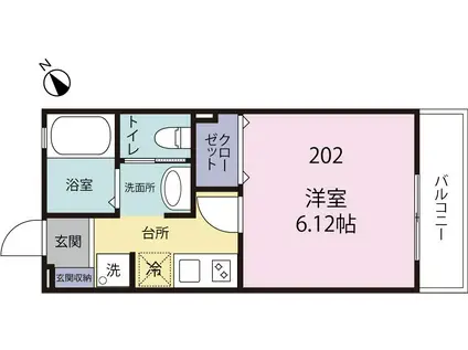 シャルム狛江(1K/2階)の間取り写真