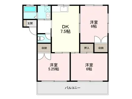サクラハイムII(3DK/1階)の間取り写真
