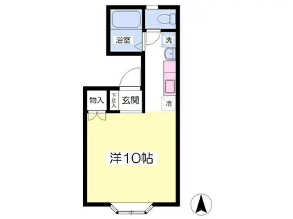 グレセーナ(ワンルーム/2階)の間取り写真