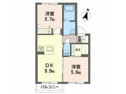 シャーメゾン・ポルト(2DK/2階)の間取り写真