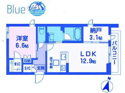 グランウェーブ湘南(1SLDK/1階)の間取り写真
