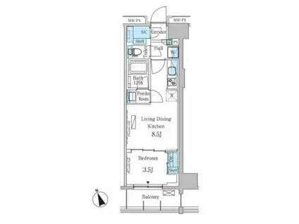 パークアクシス浅草レジデンス(1LDK/5階)の間取り写真