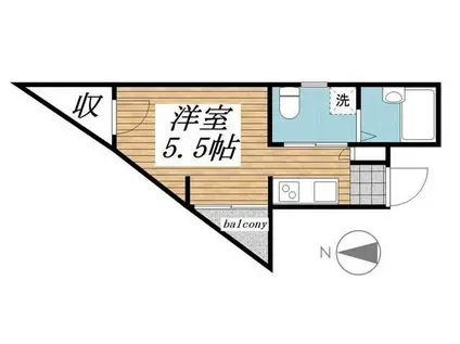 クラウンズコート羽沢(ワンルーム/2階)の間取り写真