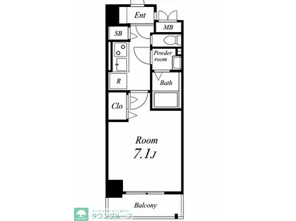 ベルヌーブラビ(1K/7階)の間取り写真
