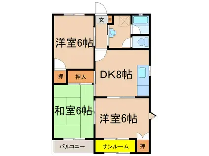 サンライズマンション寿(3DK/2階)の間取り写真