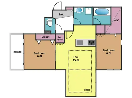 神山町メゾン(2LDK/1階)の間取り写真