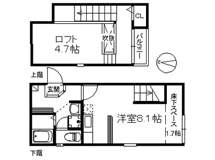 POLARIS STAR 周船寺 329(ワンルーム/1階)の間取り写真