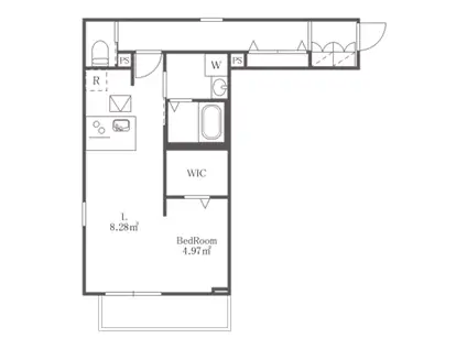 メテオール(1LK/1階)の間取り写真