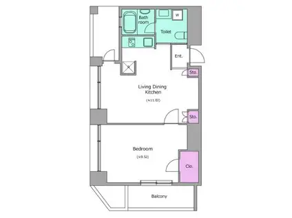 ガーデンアイル四谷(1LDK/10階)の間取り写真