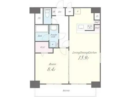 MAGES世田谷(1LDK/13階)の間取り写真