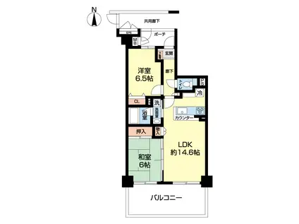 コンフォートウエストヒル(2LDK/1階)の間取り写真