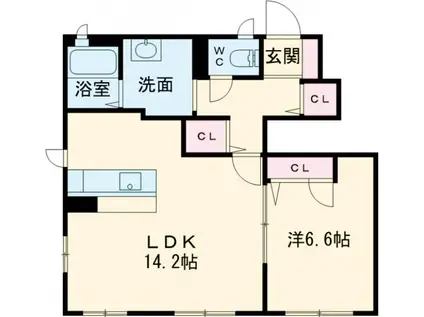 リーフガーデンハイツA棟(1LDK/1階)の間取り写真