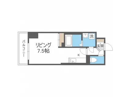 アルファスクエア北15条(1K/2階)の間取り写真