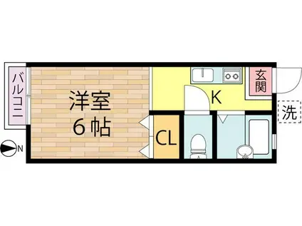 和幸ハイム(ワンルーム/2階)の間取り写真